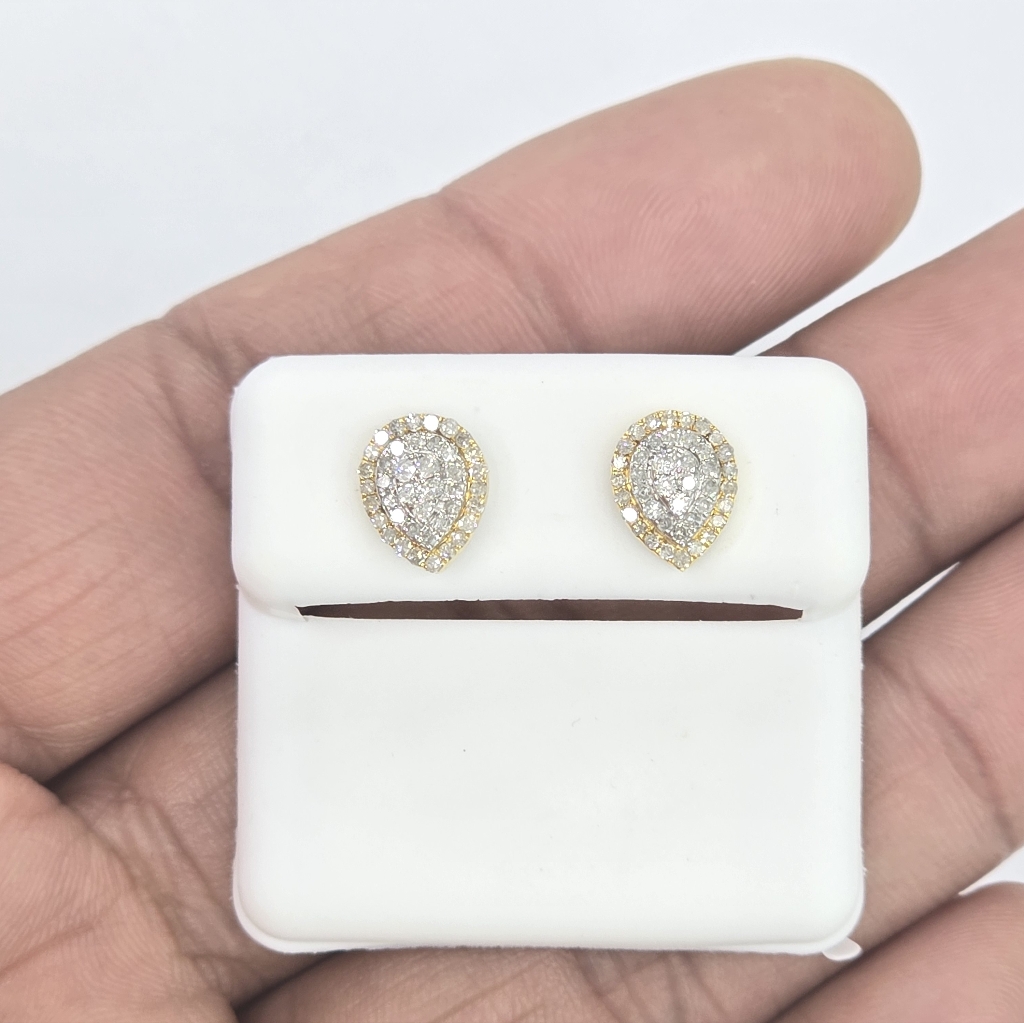 Real Diamond 10kt Gold Pear Shape Stud Earring